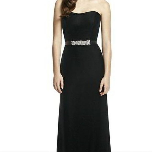 Dessy 2998....Full Length, Strapless, Velvet Gown Dress...Black...Size 0...NWT - Picture 3 of 7